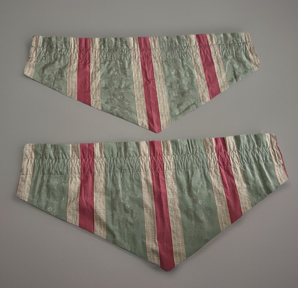 Waverly Chianti Ascot Valance 48" Striped Jacquard Gold Green Burgundy (2) Pair